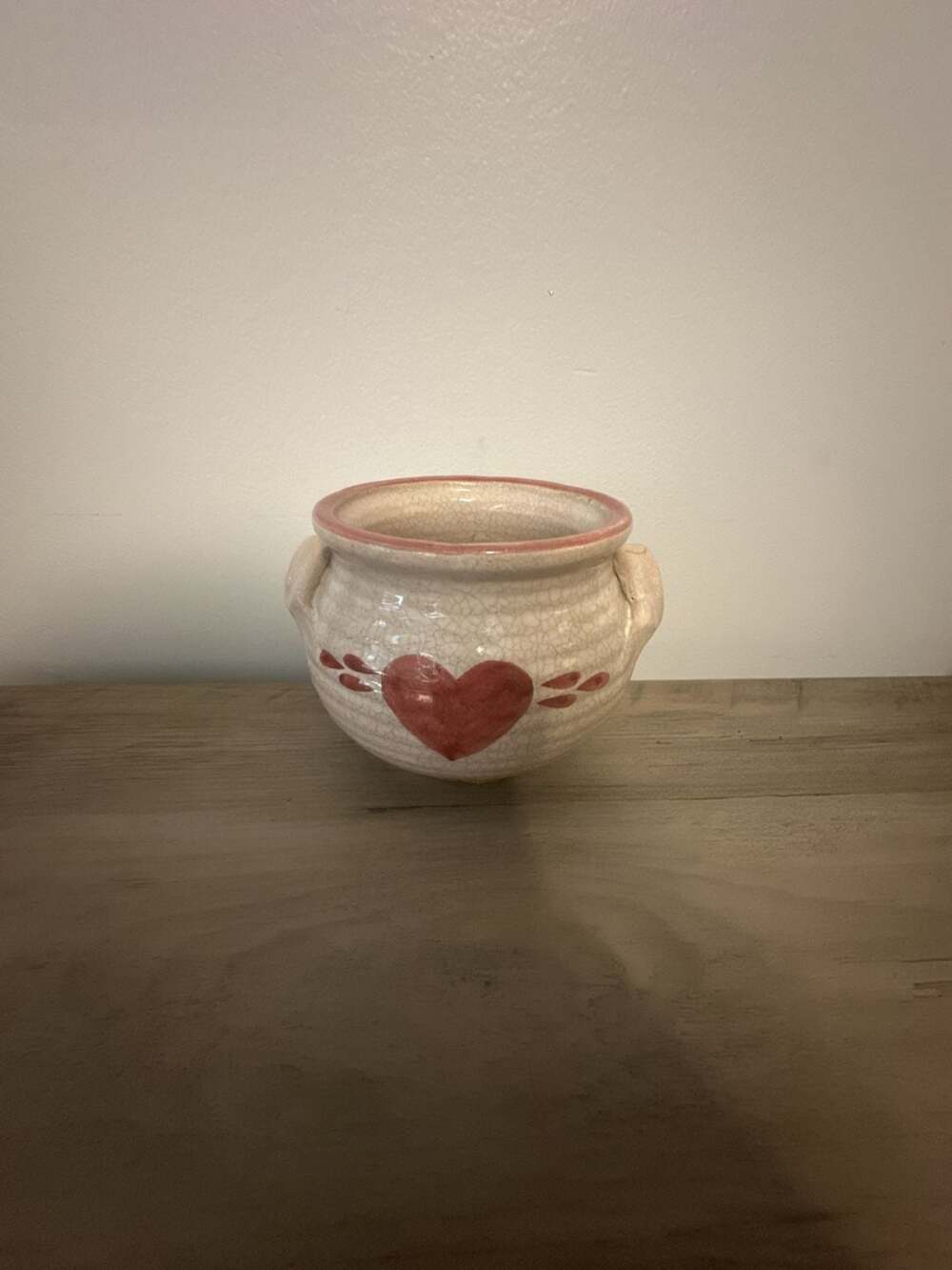 Mountain Lake Pottery Vintage Heart Motif Stoneware Mini Crock
